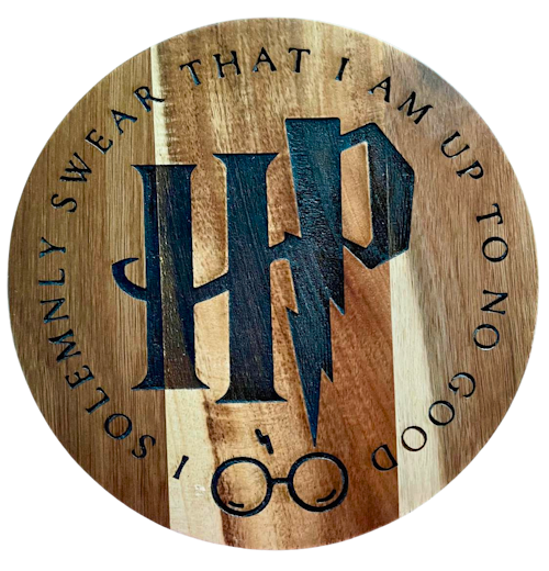 Custom Made Acacia Wood Trivet – Laser Engraved with Harry Potter "I Solemnly Swear That I Am Up To No Good" Design