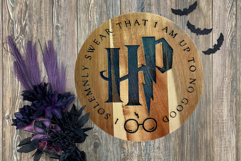 Custom Made Acacia Wood Trivet – Laser Engraved with Harry Potter "I Solemnly Swear That I Am Up To No Good" Design